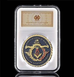 Souvenir Coin European Brotherhood Masonic masonry Craft 1oz Gold Plated Collectible Coin Token Physical WPccb Box6818550