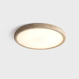 Ceiling Lights Retro Round Disc Shape Natural Stone Art Decoration LED Lamp Light Nordic Home-appliance Chandeliers Fixtures