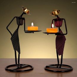 Candle Holders HAPPYLIFE Creative Character Candlestick Western-style Etiquette Waiter Fashion Restaurant Soft Decoration