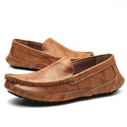 Casual Shoes Men Loafers Genuine Leather For Sneakers Moccasins Breathable Slip On Driving Flats Dress