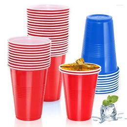 Disposable Cups Straws 16-Ounce Plastic Party In Red (25 Pack) Recyclable With Fill Lines For Drinks BBQ Picnics