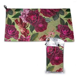 Towel Antique Green Botanical Flower Rose Garden Quick Dry Gym Sports Bath Portable Nature Blossom Spring Beautiful Natural