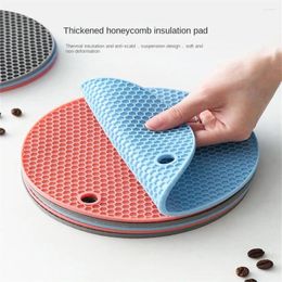 Table Mats 2pcs Round Silicone High Temperature Resistant Anti-scald Non-slip Pot Mat Dining Insulation Pad