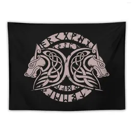 Tapestries Viking Wolfs Round Tapestry Wall Decorations Art