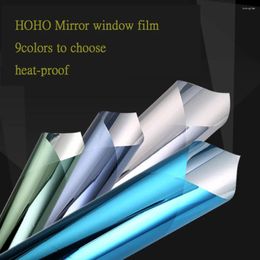 Window Stickers HOHOFILM 152cmx50cm Mirrored Film Solar Tint Reflective One Way Mirror Sun Block Glass Sticker Home