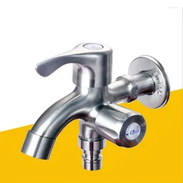 Bathroom Sink Faucets 304 Stainless Steel Washing Machine Faucet 1 In 2 Out Multifunction Double Bibcock Outdoor Garden Mop Single Cold