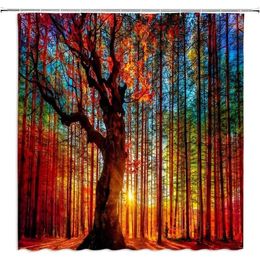 Shower Curtains Forest Curtain Sunset Nature Tree Romantic Country Wild Seasonal Enchanted Landscape Fabric Polyester Bathroom With Hook