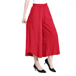 Women's Pants Summer Thin Woman Wide Leg Solid Elastic Waist Harem Cotton Linen Trousers Brand Women Clothing Streetwear