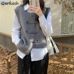 Women's Two Piece Pants Chic Irregular Button Women Sets Fashion Solid Simple Loose Leisure Young Vests Girls All-match Shirts Cool Ins BF