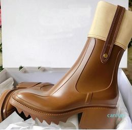 superior quality women Ankle Boots chunky platform Mixed Colour Square Toes Rainboots shoes combat boot 7CM heels Martin booties lu9105408