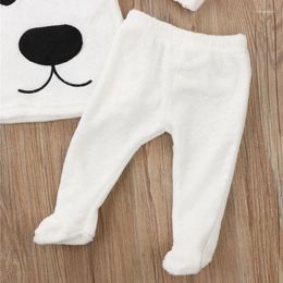 Clothing Sets 3 Pcs Long Sleeve Fleece Bear Pullover Tops Wrap Foot Pants Hat Set For 0-24 Months Baby Boys Girls Warm Winter Clothes