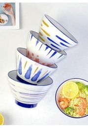 Plates 5 Inch Household Ceramic Rice Bowl Porridge Creative Fruit Salad Breakfast Dim Sum