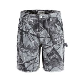 Summer Man outdoor multi pocket vintage branch camo shorts camouflage overalls men's casual straight cropped pants cargo short knee length