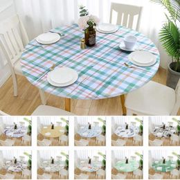 Table Cloth Elastic Non-slip Cover Classic Pattern Home Kitchen Restaurant Dining Decor Waterproof Round Tablecloth