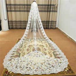 Romantic Cathedral Length Wedding Veil 5 meters 3 Meters Lace Edge Wedding Accessories Bridal Veil In Stock Real Image 245V