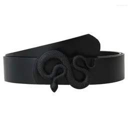 Belts Black Snakes Belt Buckle With PU Leather For Women Dress Designer Western Vintage Style Girls Classic Accessories