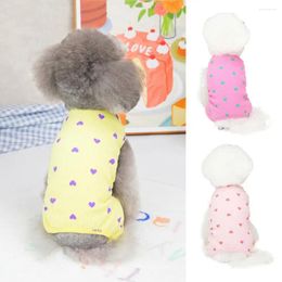 Dog Apparel Bodysuit Sleeveless Pyjamas Breathable Simple Teddy Four-legged Love Heart Print Cute Clothes Pet Supplies