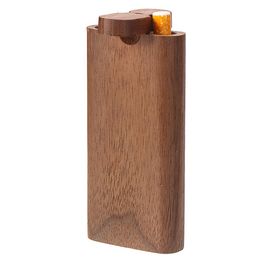 Portable Wood Smoke Tobacco Matching Glass One Hitter Pipes Dugout Box Magnetic Rotating Cover Cigarette Case Dugouts smoke shop