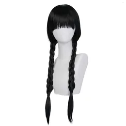 Party Supplies Black Long Straight Braids Wig Halloween Cosplay Costume Twisted For Kids Girl