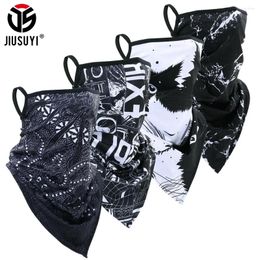 Scarves 3D Printed Bandana Hanging Ear Half Face Mask Cover Quick-drying Neck Gaiter Summer Neckerchief Tube Scarf Headband Men Women