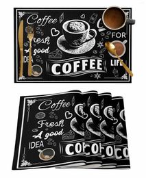 Table Mats 4/6 Pcs Coffee Beans Cup Placemat Kitchen Home Decoration Dining Mat