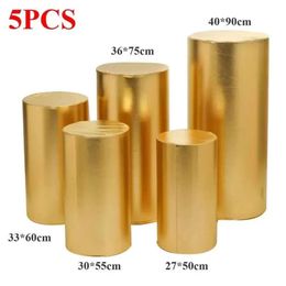 Decoration Round Products Party Gold 5Pcs Cylinder Cover Pedestal Display Art Decor Plinths Pillars For DIY Wedding Decorations Holiday Fy3682 s