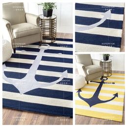Carpets Acrylic Simple Mediterranean Anchor Thick Carpet Modern Living Room Bedroom Rug Bed Rectangular Kids Play Pad Crawling Tapetes