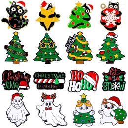 Brooches XEDZ Christmas Cartoon Enamel Brooch Tree Ginger Candy Man Santa Kitty Hat Ghost Metal Badge Punk Animal Pin Gif