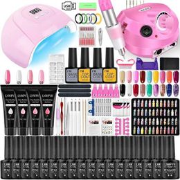 Nail Art Kits Manicure Set For Nail Extensions Gel Nail Polish Set Acrylic Kit Poly Nail Gel Set With Nail Lamp Electric Nail Drill Nail Tools T240510