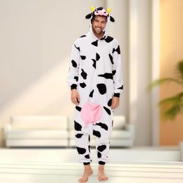 Home Clothing CANASOUR Cow Onesie One-Piece Pajamas Adults Men Funny Hooded Pyjamas Halloween Christmas Cosplay Animal Costume Sleepwear