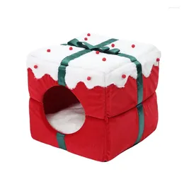 Cat Carriers Christmas Gift Box Nest Dog Kennel Universal All Seasons Thick Soft Comfortable Enclosed House Villa Pet Accessories