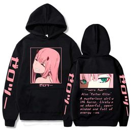 Men's Hoodies Sweatshirts Darling In The Franxx Hot Anime Hoodie Zero Two Eyes Graphic Printed Hooded Women Plus Size Pullover Harajuku Female Sweatshirt T240510