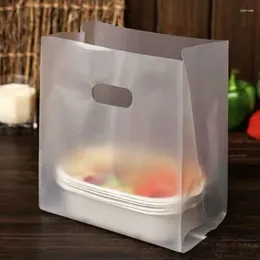 Gift Wrap 50pcs Transparent Plastic Bag With Handle Food Packaging Party Favour Baking Take Away Bags