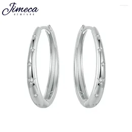 Hoop Earrings Starry Large Clip On For Women 925 Silver Ear Hooks Elegant Zirconia Charms Women's Everyday Wear Jewelry Accessory