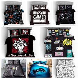 Bedding Sets Black GAME OVER Gamer Gamepad 3d Printed Set Duver Cover With Pillowcase Home Textile Boys/girls King Bedroom Decors