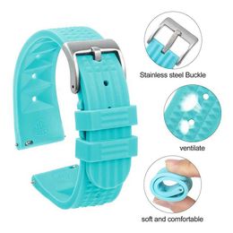Watch Bands Submarine rubber belt 20mm 22mm quick release soft replacement Abalon flat end universal waffle cake belt Q240510