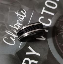 Fashion men ring stainless steel plate black with rubber cool rings no wiht box97612228443652