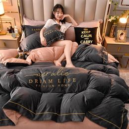 Bedding Sets Crystal Velvet 4 Piece Set Quick Warm Home Textile Quilt Cover Sheet Pillowcase Comfortable Healthy Fabric Luxury Packag