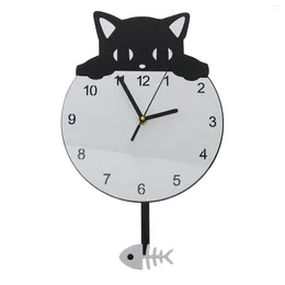 Wall Clocks Home Decor Clock For Adorn Stylish Decorate Decorative Pendant Acrylic Kitten Mute Hanging