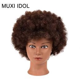 Mannequin Heads African mannequin head with 100% real hair training styling braided used to Practise corn and doll heads Q240510