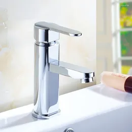 Bathroom Sink Faucets Single Hole Wash Basin Faucet Mixer Tap Copper And Cold Water Brass Chrome Plated