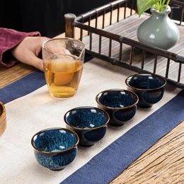 Cups Saucers 1pc Multicolor Porcelain Anti-Scald Tea Cup Large Temmoku Ceramics Japanese Master Teacup Retro Single Home