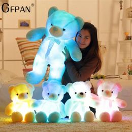 50cm Giant Colorful Radiant Teddy Bear Glowing Plush Toy Kawaii Illuminated Led Teddy Bear Filling Toy Childrens Christmas Gift 240424