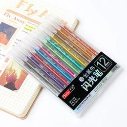 12 Colours Glitter Gel Pens 10MM Colour Pen for School Office Colouring Book Journals Drawing Doodling Art Markers Promotion 240511