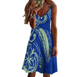 Beach Dress Polynesian 2024 Women'S Summer Vintage Floral Design Print Samoan Island Style Seaside Holiday