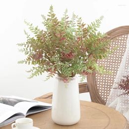 Decorative Flowers Home Greening Plastic Artificial Plants Red Persian Fern Leaf Branch Simulation Green Plant Leaves Floral Wedding