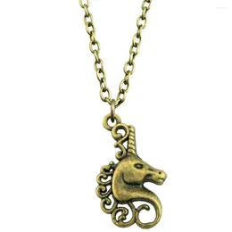 Pendant Necklaces 1pcs Lucky Horn Horse Chains For Women Couple Pendants Jewelry Making Supplies Vintage Chain Length 43 5cm