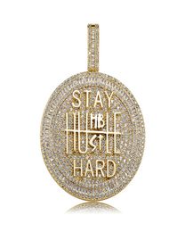 Iced Out Round Shape Diamond Pendant Necklace Letter Saty Hard Gold Silver Plated Mens Bling Hip Hop Jewelry7250877