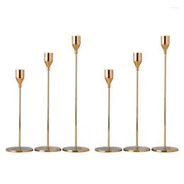 Candle Holders 6Pcs/Set Chinese Style Metal Simple Golden Wedding Decoration Bar Party Living Room Decor Home