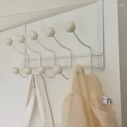 Hangers Non-punching Clothes Creative Door Back Towel Holder Alloy Electroplated Hooks Wooden Balls Decorate Bag Rack